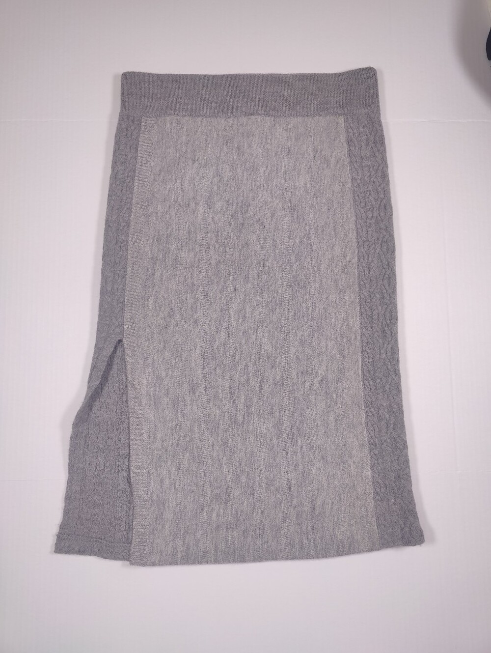 NWT Toad&Co Womens 100% Wool Light Gray Two Tone Side Slit Midi Skirt Size L